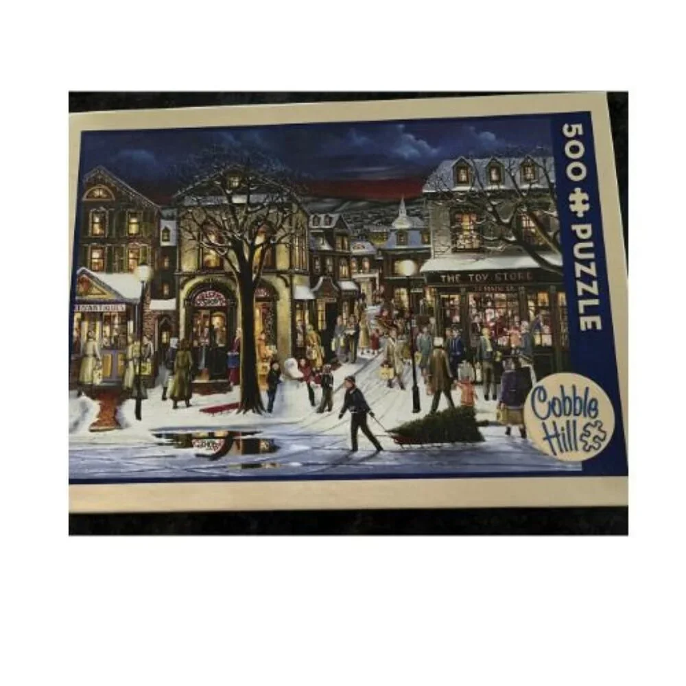 Jigsaw Puzzle COBBLE HILL 'TIS THE SEASON' Christmas Shopping  500 Piece NEW - Picture 2 of 4
